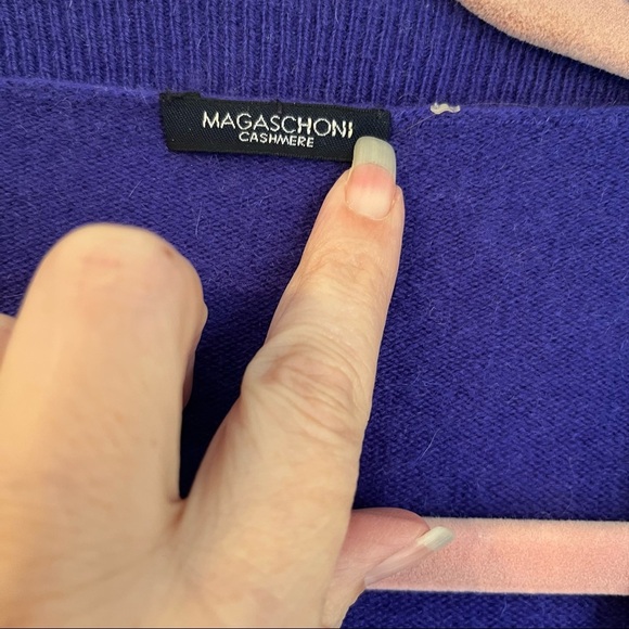 100% Cashmere Purple Cardigan quiet-luxury soft-luxe office-chic - Picture 3 of 4